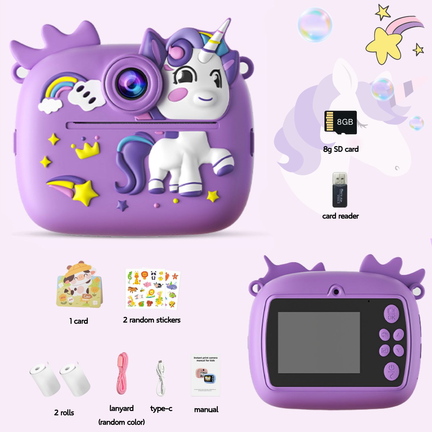 Photography And Videography - Roxo bonito crianças colorido impressão instantânea